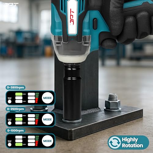 JPT 21v Heavy-Duty Brushless Cordless Impact Wrench| Brushless Motor | 400NM Torque | 4000RPM Speed with 3 Speed Mode | 4.0Ah Li-ion Battery & Fast Charger | 39-Piece Combo Kit for Car, Garage - Image 4