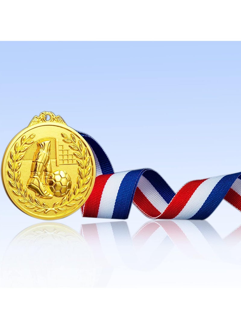 KASTWAVE Football Medals for Kids, of Gold Metal Medal with Tricolour Nylon Ribbon, Football Party Favours for Boys Children Adults (12-Pack)  - Image 5