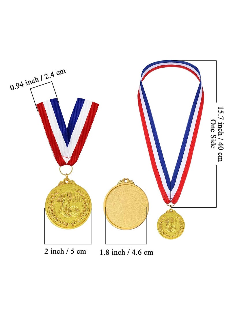 KASTWAVE Football Medals for Kids, of Gold Metal Medal with Tricolour Nylon Ribbon, Football Party Favours for Boys Children Adults (12-Pack)  - Image 4