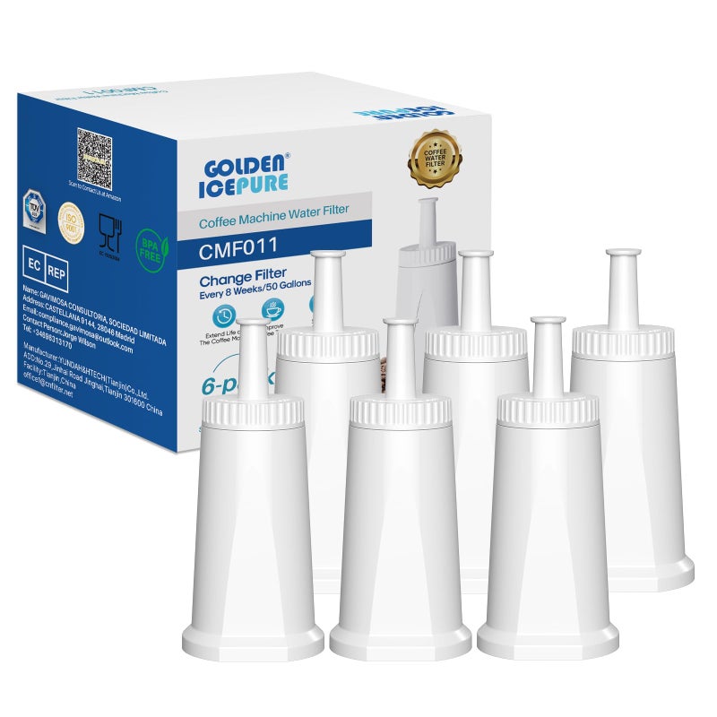 GOLDEN ICEPURE فلتر مياه آلات القهوة GOLDEN ICEPURE متوافق مع آلات القهوة Sage Barista SES008 SES810 SES880 SES920 SES980 SES990 معتمد من NSF 6 قطع