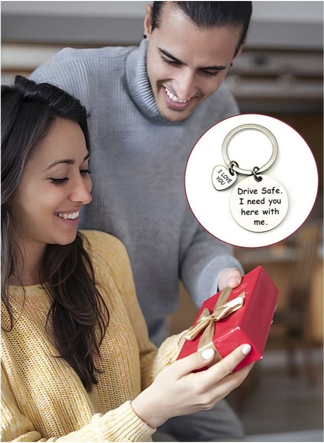 Generic Car Keychain Birthday Gifts for Boyfriend Husband Love Keychain Valentines Gifts for Wife Girlfriend Anniversary Present, ''drive safe i need you here with me'' Key Chain  - Image 5