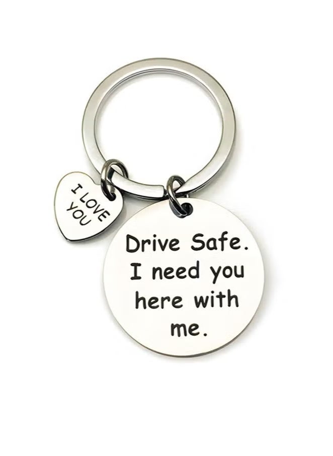 Generic Car Keychain Birthday Gifts for Boyfriend Husband Love Keychain Valentines Gifts for Wife Girlfriend Anniversary Present, ''drive safe i need you here with me'' Key Chain  - Image 1