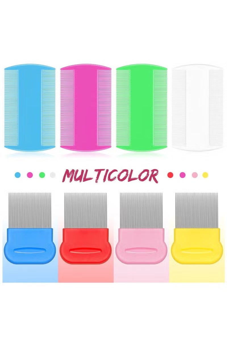 BABONA 8 Pieces Flea Lice Combs Double Sided Lice and Nit Removal Hair Grooming Plastic and Metal Comb for Humans Pets(4 x 2 Inch, 2.24 x 2.24 Inch,Pink, Light Blue, Blue, White, Green, Red, Yellow) - Image 4