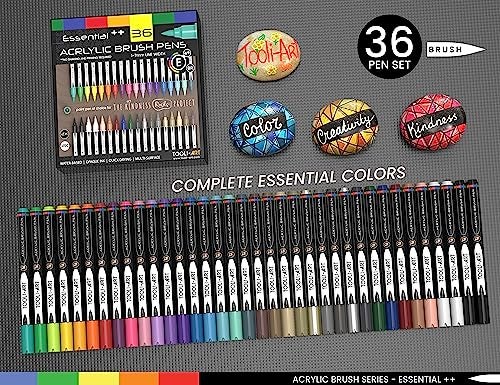 TOOLI-ART TOOLIART 36 Flexible Brush Tip Acrylic Paint Pens Markers Set 17mm Line for Rock Painting Glass Mugs Wood Metal Canvas Plastic Non Toxic Waterbased Quick Drying - Image 3