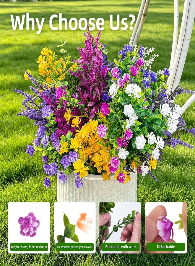 CLEANGOR 14 Bundles Artificial Flowers for Outdoors, UV Resistant Artificial Outdoor Plants, Faux Plants for Spring Summer Garden, Porch, Window Box, Hanging Planters, Home Wedding Farmhouse (Mix) - Image 3