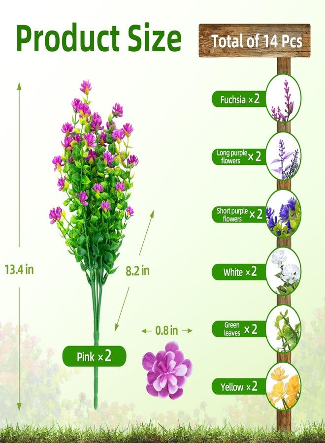 CLEANGOR 14 Bundles Artificial Flowers for Outdoors, UV Resistant Artificial Outdoor Plants, Faux Plants for Spring Summer Garden, Porch, Window Box, Hanging Planters, Home Wedding Farmhouse (Mix) - Image 2