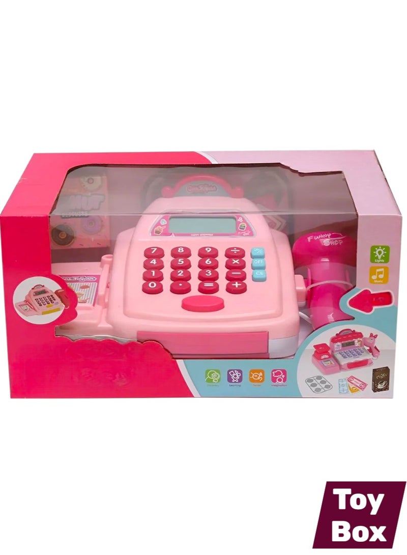 Smart Cash Register Toy Cash Register With Calculator Toy Multi-Function Simulated Cash Register Toy Role Play Electric Toy With Light And Music