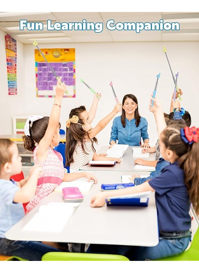 erorex - Retractable Teacher Pointer For Classroom Kids Reading Dumero Extendable Finger Pointer Stick For School Collapsible Finger Pointing Stick Long Telescoping Hand Pointer 3 Pack: Blue Pink - Image 1