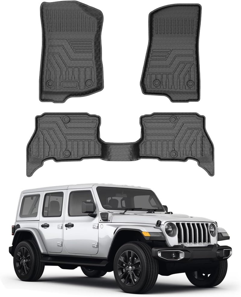 Mixsuper Custom Fit All Weather Floor Mats for 2021-2023 Jeep Wrangler 4XE - Front & Rear Row Set - Black - Image 1