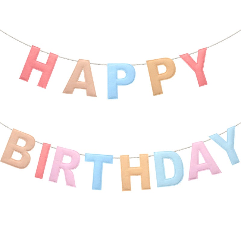 Mindsoft Felt Happy Birthday Garland Rainbow Banner Reusable Happy Birthday Sign Party Supply for Party Decor (Macaron Color,Normal) - Image 1