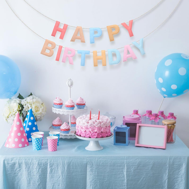 Mindsoft Felt Happy Birthday Garland Rainbow Banner Reusable Happy Birthday Sign Party Supply for Party Decor (Macaron Color,Normal) - Image 4