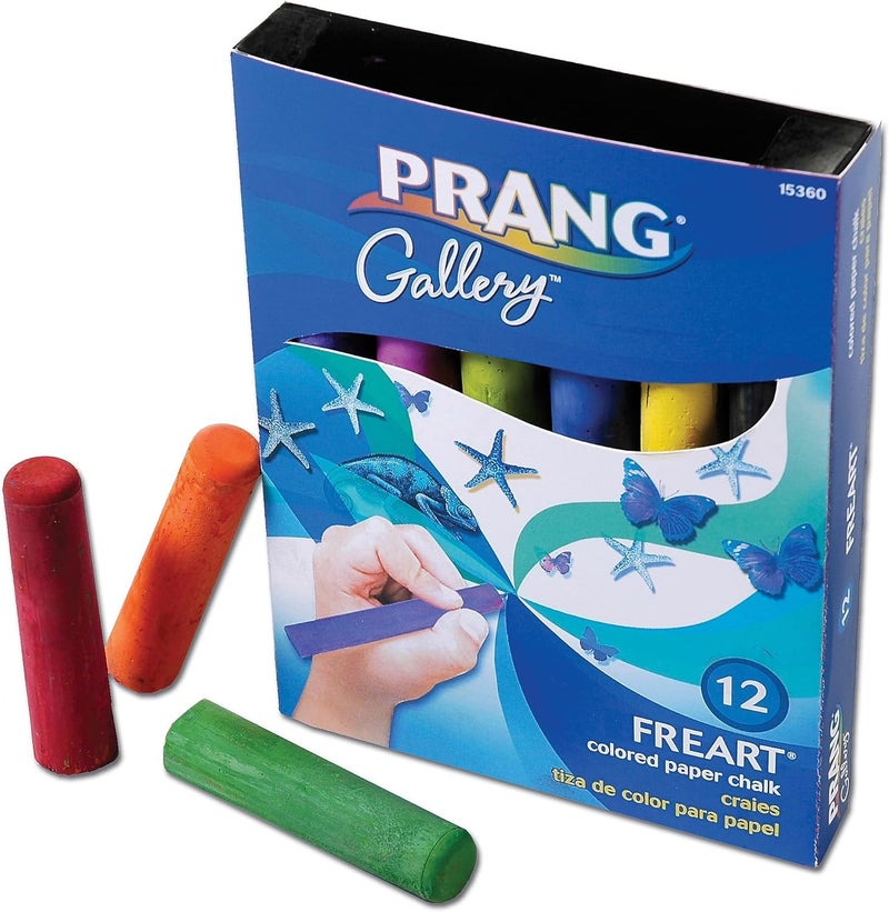 Prang Freart Colored Paper Chalk, Large, Round Tapered Sticks, 1 x 4 Inches, 12 Sticks per Box, 12 Assorted Colors (15360) - Image 1