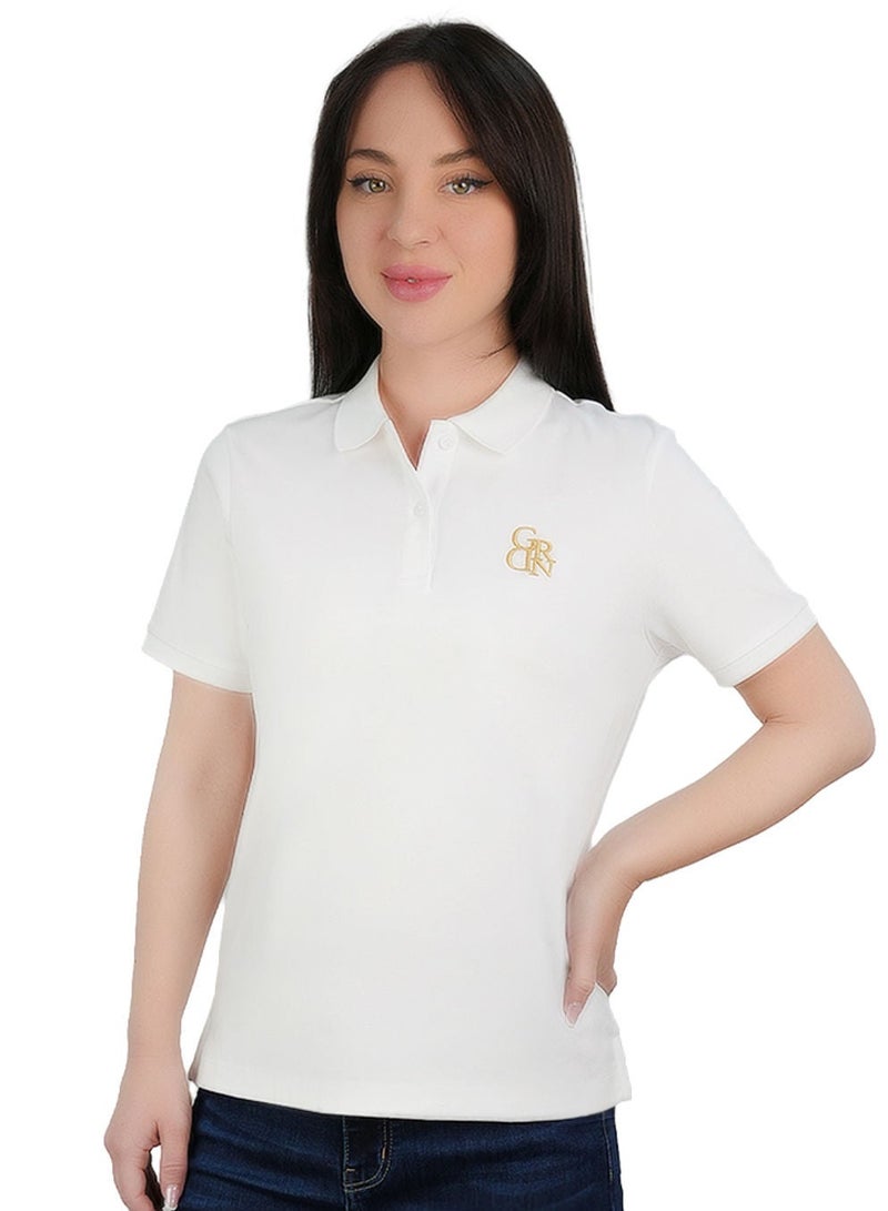 GIORDANO Women’s Embroidered Cotton Liquid Touch Polo - Image 1