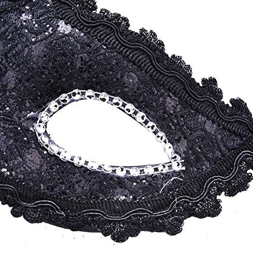 Cosmer Masquerade Mask for Women Venetian Masks Christmas Women Flower Half-face Masks Eye mask Cosplay Lace mask (Black Sale) - Image 4