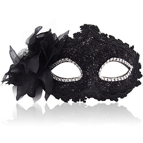 Cosmer Masquerade Mask for Women Venetian Masks Christmas Women Flower Half-face Masks Eye mask Cosplay Lace mask (Black Sale) - Image 1