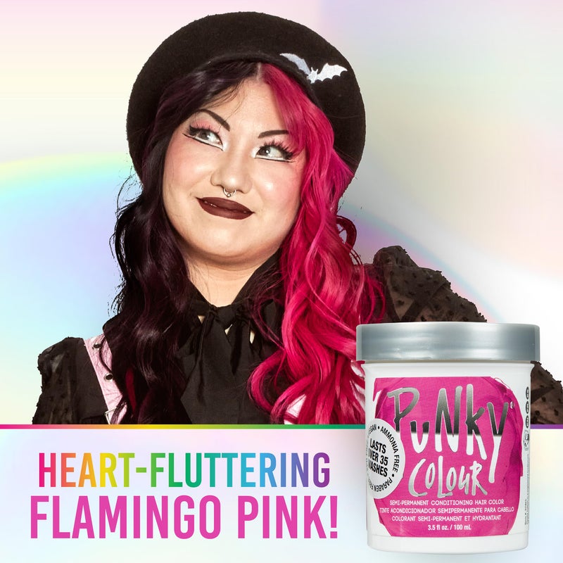 Punky Flamingo Pink Semi Permanent Hair Color - Vegan & Cruelty-Free Conditioning Hair Dye, Lasts Up to 35 Washes, 3.5 fl oz - Image 3