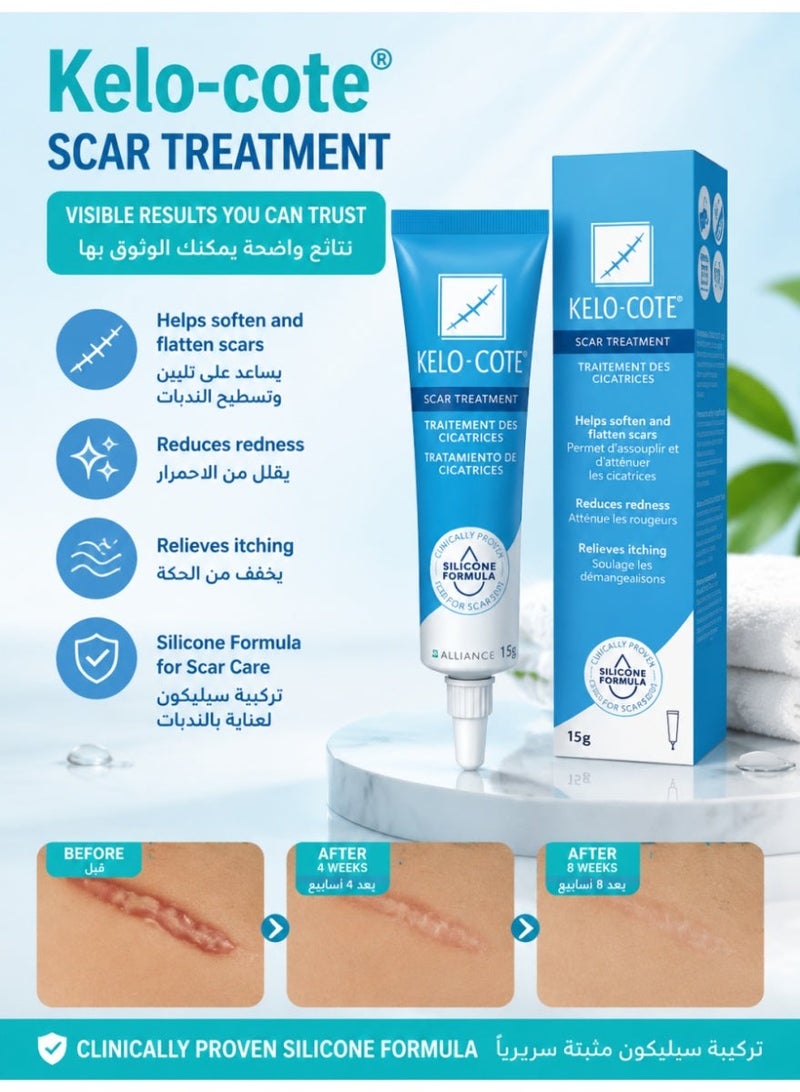 Kelo-cote Advanced Scar Gel 15g | Premium Formula for Smoothing Raised Skin, Reducing Redness & Discoloration - Image 1