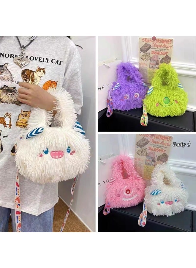 Sanrio Plush Bag Toy Doll Bag Cartoon Ins Style Coin Purse Grab Doll Crossbody Bag-Specifications:Kuromi Round Bag (16*17*3cm)  - Image 4