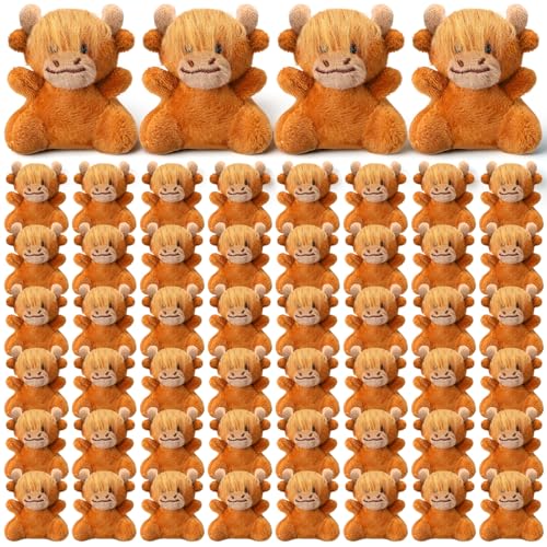 Shappy 50 Pcs Mini Highland Cow Animal Toys 236 Inch Small Highland Cattle Stuffed Animals Bulk Cute Tiny Plushies for Birthday Gift Party Carnival Prize - Image 1