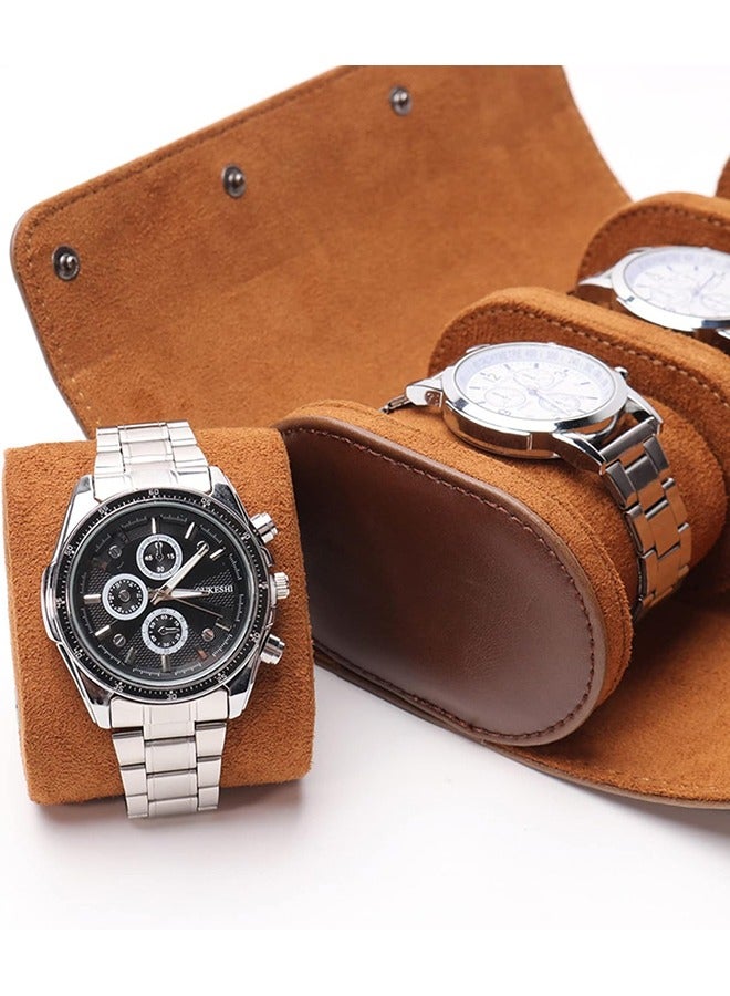 Arabest حافظة ساعة سفر ذات 3 فتحات، صندوق لفات ساعة من جلد البولي يوريثان للرجال، منظم ساعة لـ 3 ساعات، حافظة ساعة مع وسائد قابلة للإزالة لتخزين الساعة/السفر - Image 4