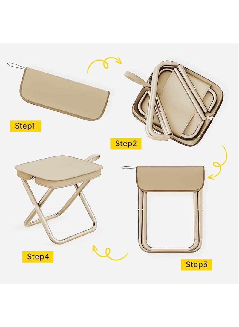 Generic Portable Folding Camping Stool, Lightweight Zipper Packed Folding Chair, Lightweight Camp Stool for Outdoor, Backpacking, Travel, Hiking, Fishing (Khaki)  - Image 3