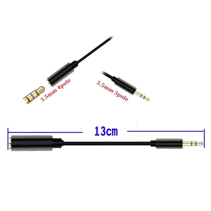 ELFOG ® 3.5mm Audio Female TRRS to Male TRS Cable Adapter Audio Converter For Go Pro Hero 12 11 10 9 Action Camera Accessories (13cm,Black) - Image 4