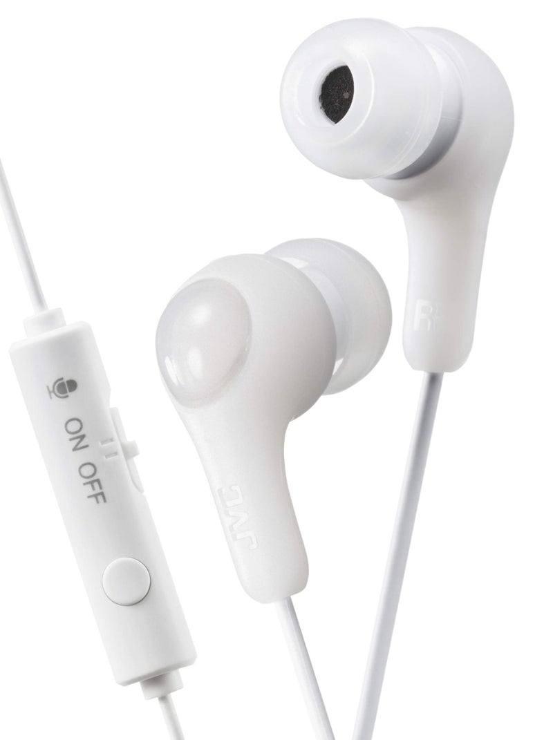 JVC Gumy Gamer, in Ear Earbud Headphones with Mic, Remote, and Mute Switch for Gaming and Chatting, Powerful Sound, Comfortable and Secure Fit, Silicone Ear Pieces S/M/L - HAFX7GW (White) - Image 1