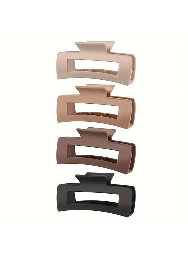 Minta 4pcs Large Plain Color Hair Clips Claw Clips, Fashion Simple Hair Accessories For Girls