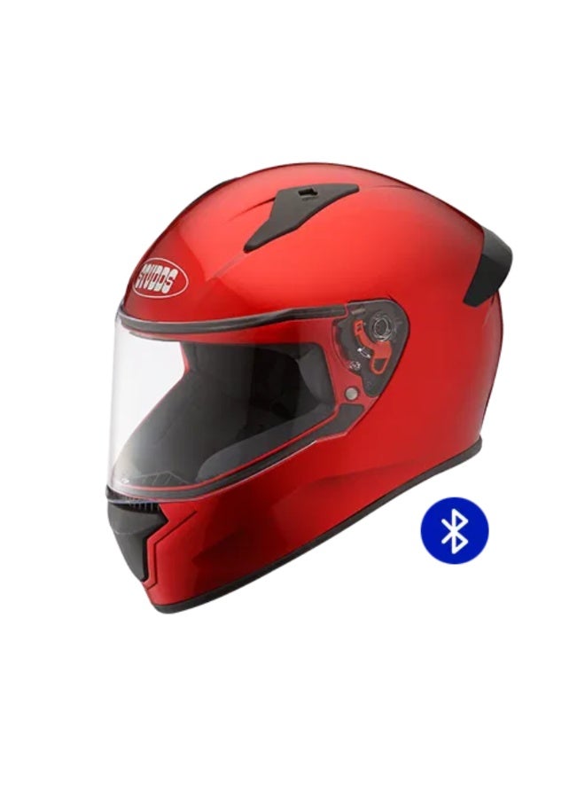 STUDDS Full Face Motorcycle Helmet with Bluetooth, Ventilation System, Quick Release Visor and Chin Strap, DOT Certified, Cherry Red, Size L - Image 1