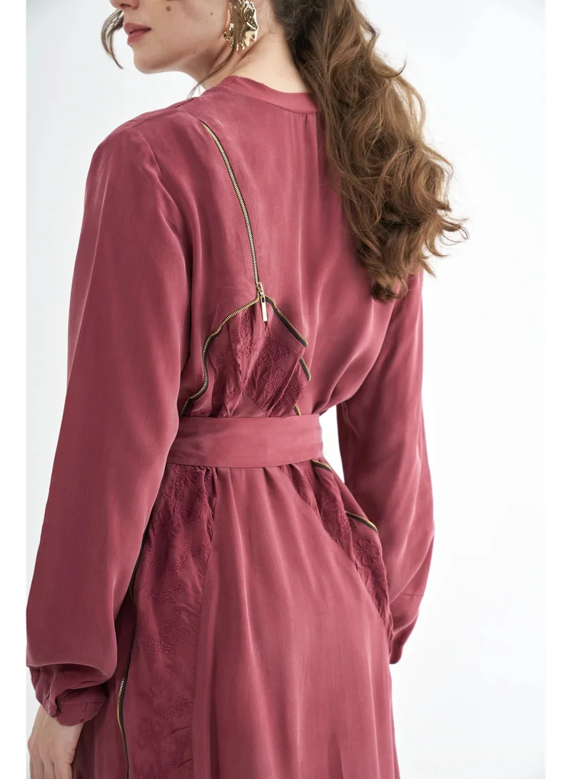 MissWhence  Elegant Embroidered Belted Flowy Maxi Dress for Women | Best Price UAE