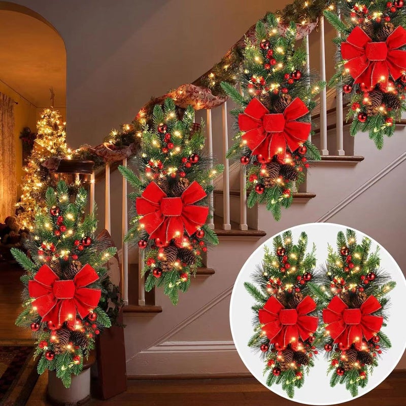 Explosions Christmas Stairs Garnish Building Bow Hanging Decoration Christmas Nordic Home Sale - Image 2