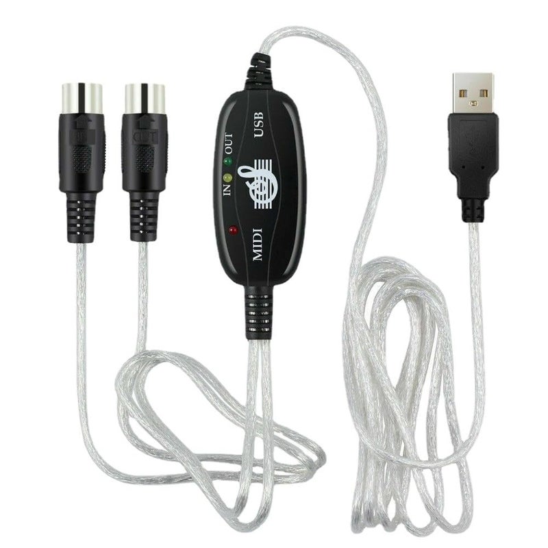 EMSTAR USB MIDI Cable-Upgrade Professional MIDI to USB in-Out Cable Adapter Converter Connect Piano Keyboard to PC/Laptop for Editing&Recording (6.5FT) (Silver) - Image 1