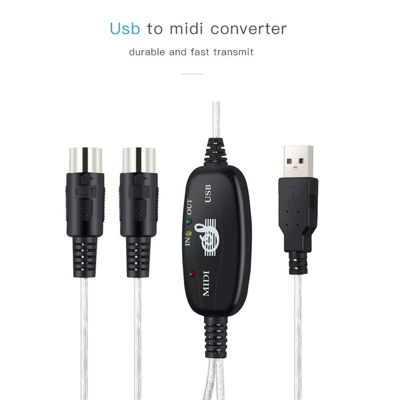 EMSTAR USB MIDI Cable-Upgrade Professional MIDI to USB in-Out Cable Adapter Converter Connect Piano Keyboard to PC/Laptop for Editing&Recording (6.5FT) (Silver) - Image 2