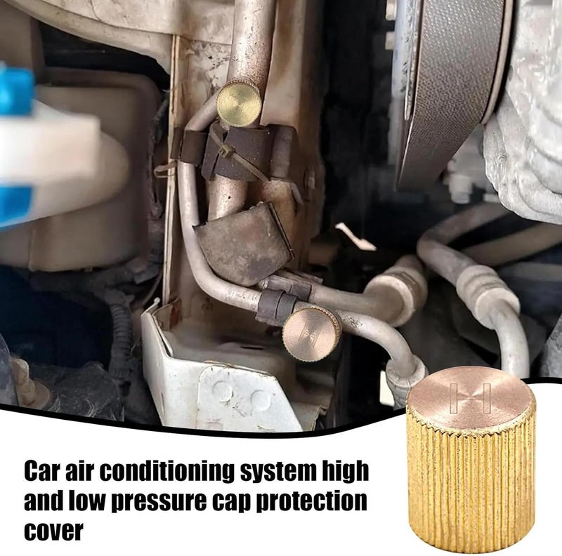 Car AC Valve Caps 8pcs Leakproof AC Low Pressure Cap, Copper Dustproof Valve Cover For Automotive Air Conditioner Radiator Line Vent(Low pressure) - Image 5