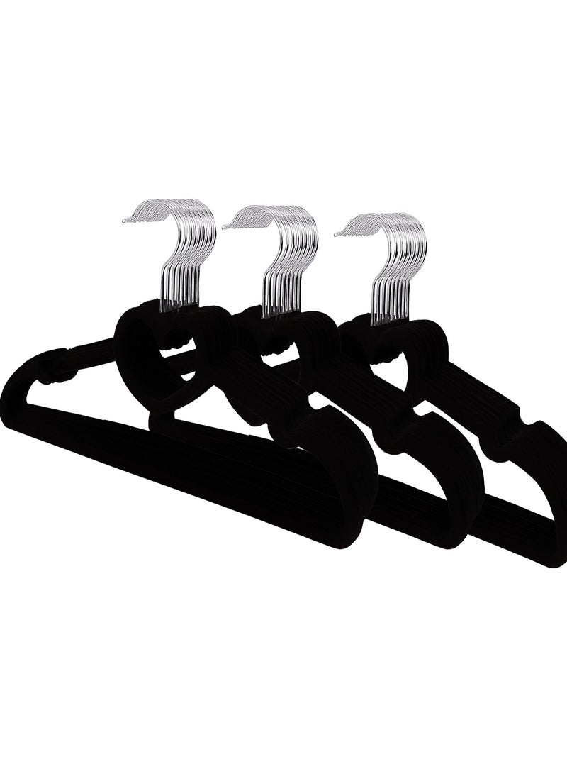 Set of 15 Velvet Hangers, Non-Slip Heart-Shaped Standard Clothes Hanger for Adults, 360 Degree Swivel Hooks, Felt Hangers, for Heavy Coats, Jackets, Office Suits, and Underwear, Black - Image 1