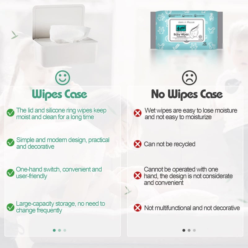 Whiidoom Diaper Wipes Dispenser Wipes Holder  Wipes Tissue Case Keeps Wipes Fresh Tissue Wipes Container With Lid (White) - Image 4