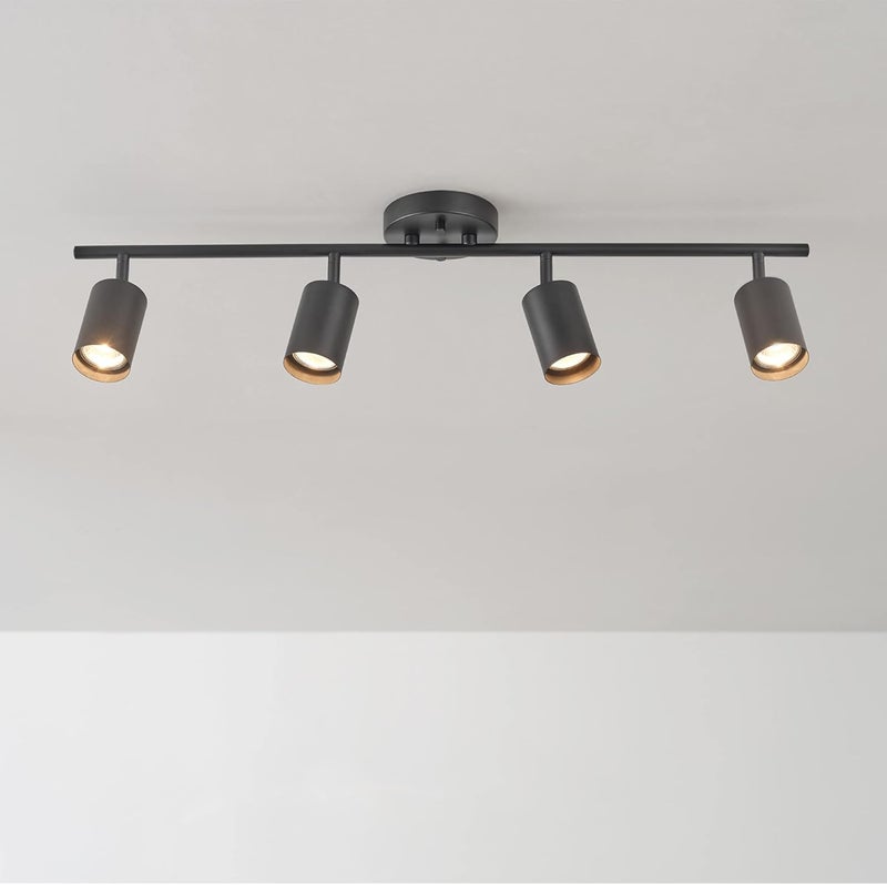 Globe Electric 64000012 30" 4-Light Track Lighting, Matte Black, Ceiling Light, Vintage, Kitchen Lights, Bulb Not Included - Image 5