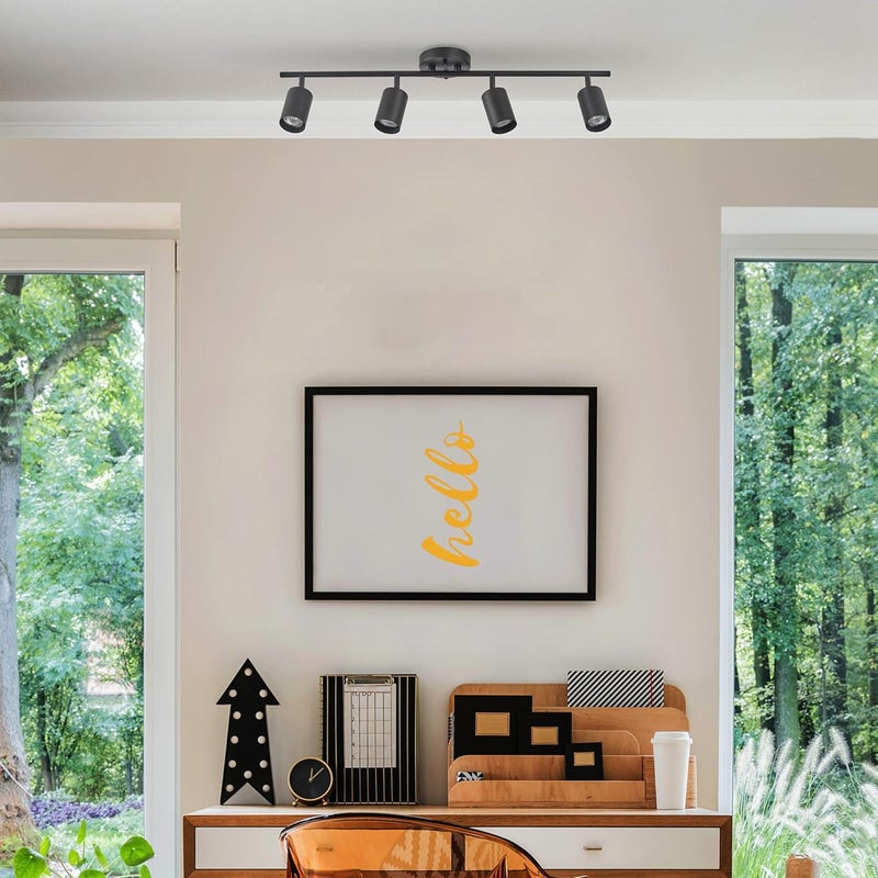 Globe Electric 64000012 30" 4-Light Track Lighting, Matte Black, Ceiling Light, Vintage, Kitchen Lights, Bulb Not Included - Image 3