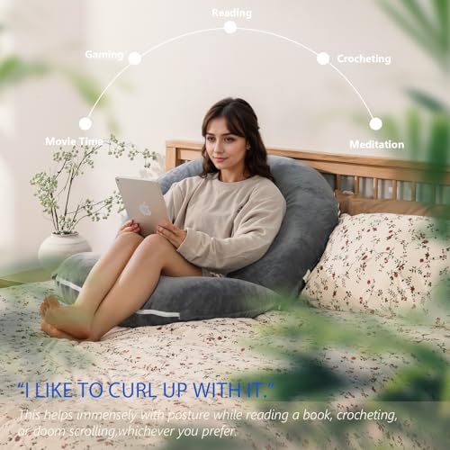 INSEN Reading Pillow for Sitting in Bed Adult, Back Pillow for Bed Sitting Up, Use for Relaxing and Gaming, Suitable for Adults & Kids, Grey - Image 4