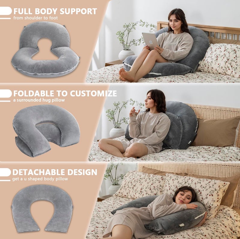INSEN Reading Pillow for Sitting in Bed Adult, Back Pillow for Bed Sitting Up, Use for Relaxing and Gaming, Suitable for Adults & Kids, Grey - Image 2