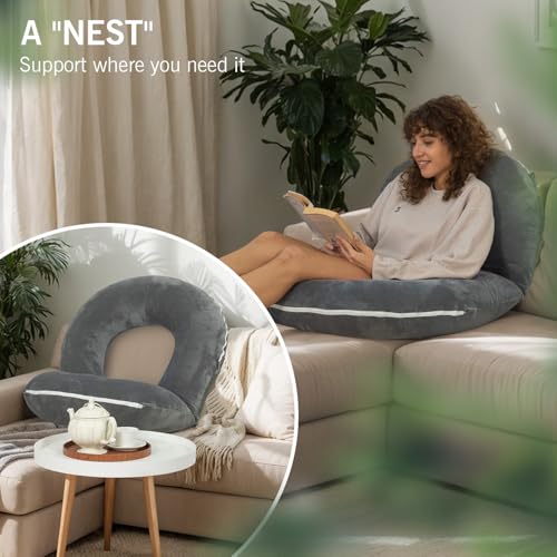 INSEN Reading Pillow for Sitting in Bed Adult, Back Pillow for Bed Sitting Up, Use for Relaxing and Gaming, Suitable for Adults & Kids, Grey - Image 5