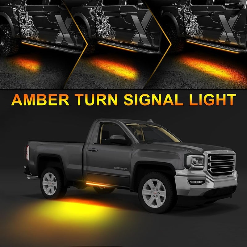 OPP ULITE 70-Inch LED Running Board Lights for Trucks - Amber Side Marker & White Courtesy Light Kit - Image 2