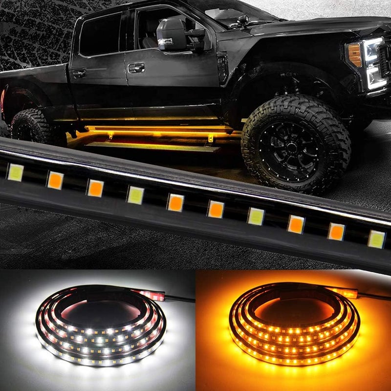 OPP ULITE 70-Inch LED Running Board Lights for Trucks - Amber Side Marker & White Courtesy Light Kit - Image 1