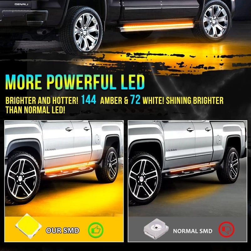 OPP ULITE 70-Inch LED Running Board Lights for Trucks - Amber Side Marker & White Courtesy Light Kit - Image 5
