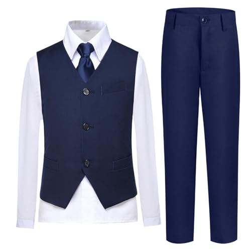 Lycody Kids Tuxedo Set 4 Pieces Formal Navy Blue Suits for Kids with Tie for Baby Boy Size 6 - Image 2