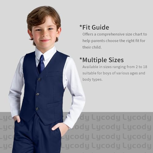 Lycody Kids Tuxedo Set 4 Pieces Formal Navy Blue Suits for Kids with Tie for Baby Boy Size 6 - Image 4