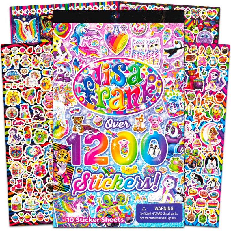 Bendon Lisa Frank 1200 Stickers Tablet Book 10 Pages of Collectible Stickers Crafts Scrapbooking - Image 1