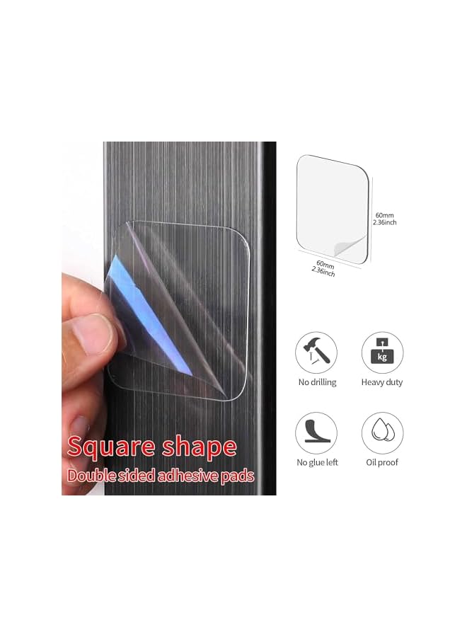 PROMASS 100PCS Double Sided Adhesive Pads for Mounting, 6cm Two Sided Pre-Cut Square Stick Tape for Walls Hanging, Clear Tape Waterproof Removable Strong Sticky Adhesive for Glass Metal Plastic Wood Leather  - Image 2