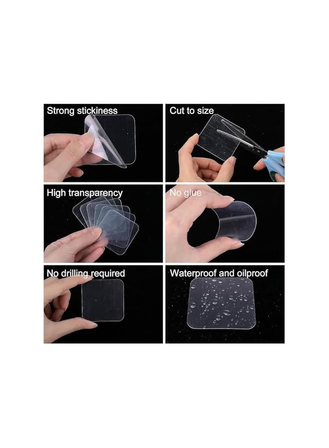 PROMASS 100PCS Double Sided Adhesive Pads for Mounting, 6cm Two Sided Pre-Cut Square Stick Tape for Walls Hanging, Clear Tape Waterproof Removable Strong Sticky Adhesive for Glass Metal Plastic Wood Leather  - Image 3
