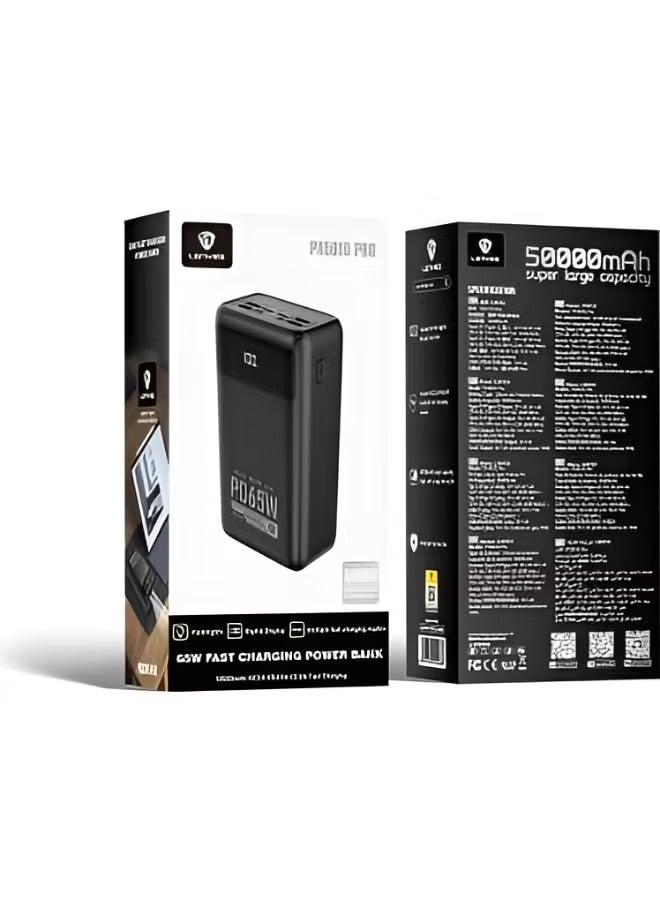Lenyes 50000mAh Power Bank 65W Fast Charging, Digital Display, Built-in LED Flashlight, Multiple Fast Charging Modes, High Capacity Portable Battery Charger for Smartphones, Tablets & USB Devices - Image 4